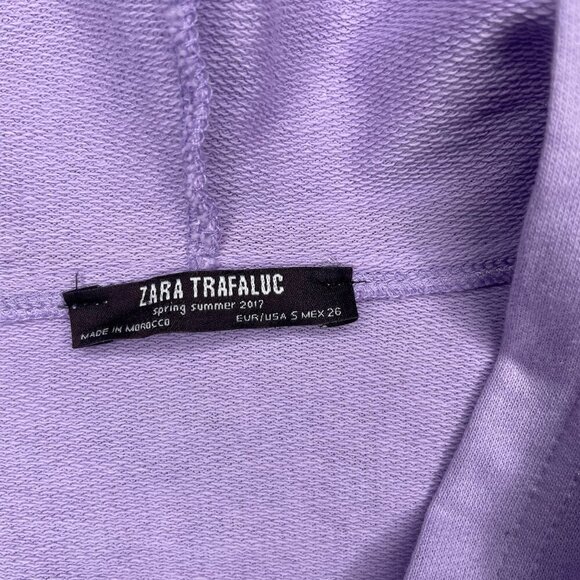 Zara Women's Spring Summer Lavender Ruffle Zip Up Long Balloon Sleeve Hoodie S - Picture 11 of 12